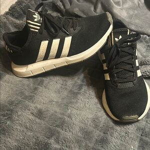 Adidas Black and White Sneakers with Signature Stripes